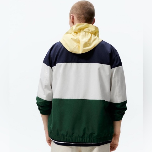 NWT ZARA Men’s Jacket Windbreaker Multicoloured Size XL Green Blue Yellow White - Picture 5 of 11